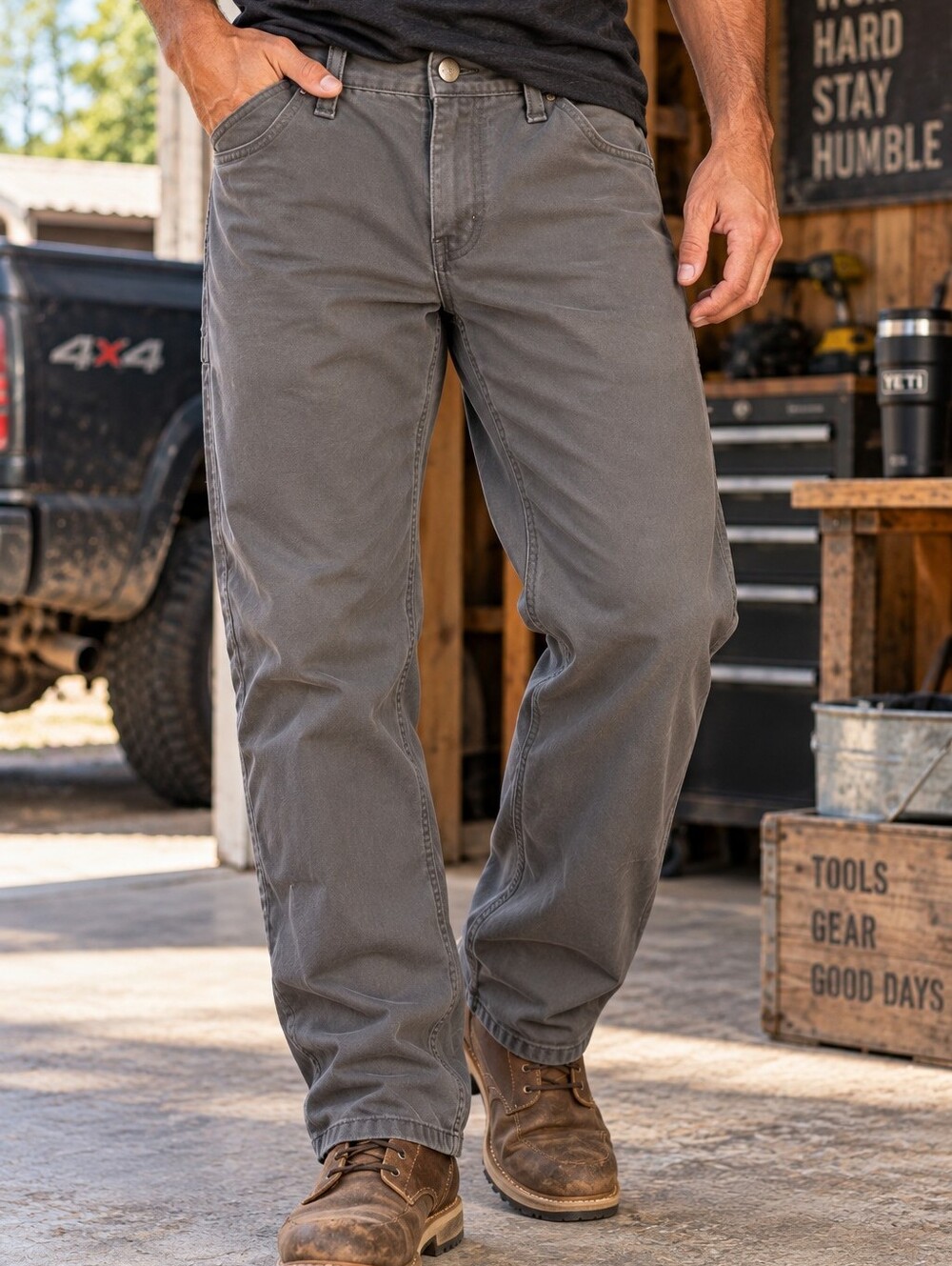 NWT Carhartt Men’s Relaxed Fit Charcoal Work Jeans 38 X 30